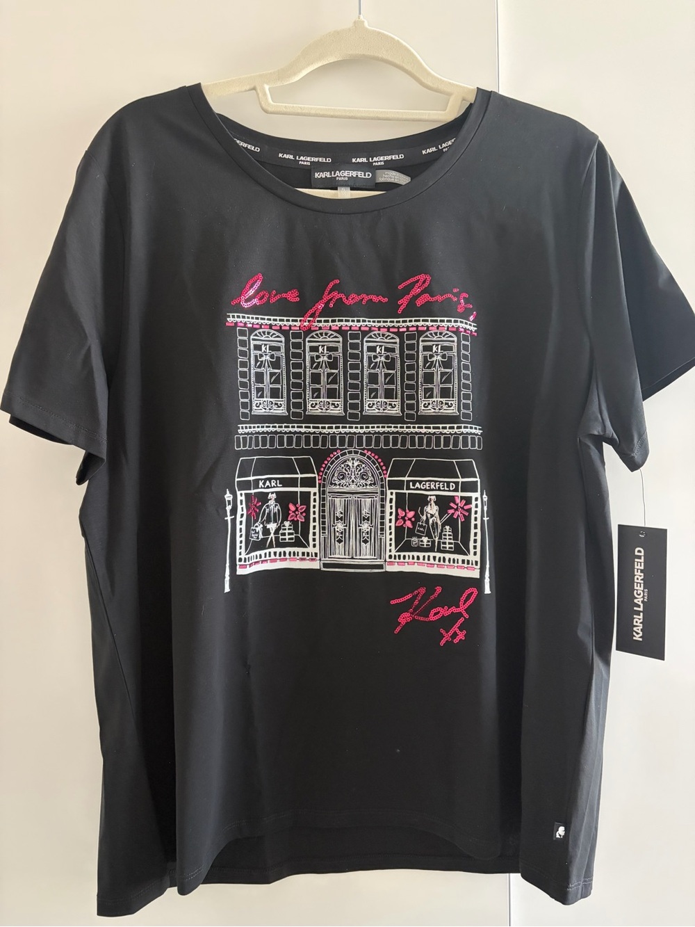 Karl Lagerfeld Black Tee with White Logo Tag